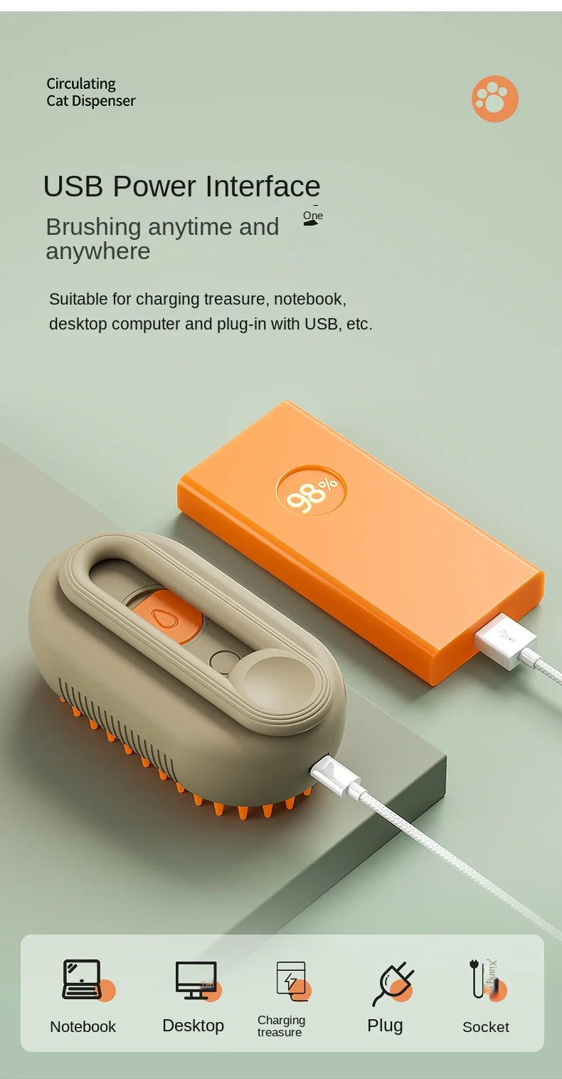 3-in-1 Electric Steam Pet Grooming Brush